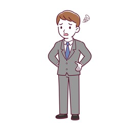 Young male employee in a gray suit