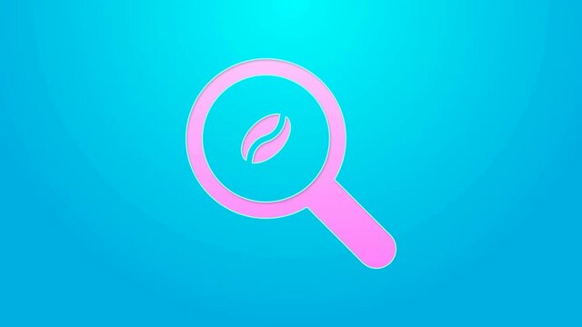 Pink line Selection coffee beans icon isolated on blue background. 4K Video motion graphic animation