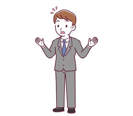 Young male employee in a gray suit