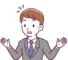 Young male employee in a gray suit