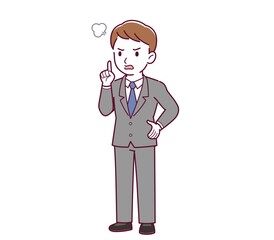 Young male employee in a gray suit