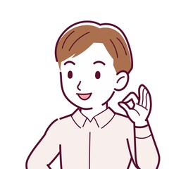 Young man in a pink Y-shirt