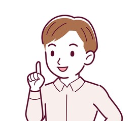 Young man in a pink Y-shirt