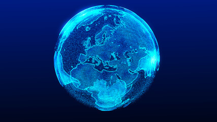 Fototapeta na wymiar Global network connection. Abstract Earth Map. Big data visualization. 3D rendering.