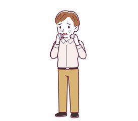 Young man in a pink Y-shirt