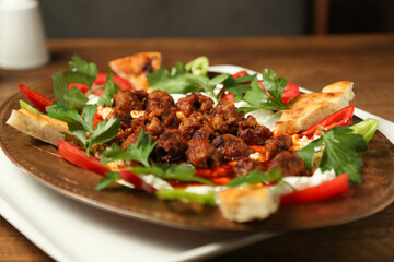 Kebab with yogurt traditional Turkish meal (yogurtlu kebap)