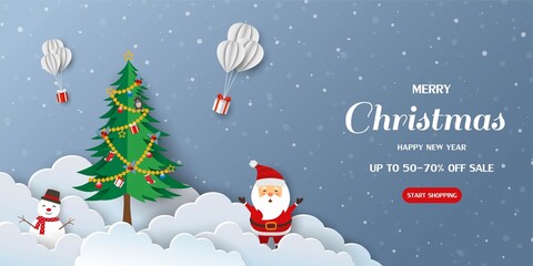 Merry Christmas and Happy new year sale banner background for poster,header,advertising,shopping online,website or promotion