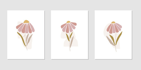 Chamomile silhouette vector illustration. Contemporary botanical print, modern poster for home decor. Marguerite flower on white background. Design for wall art, trendy print.
