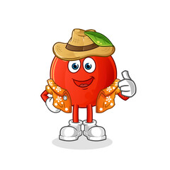Cherry go on vacation character. cartoon mascot vector