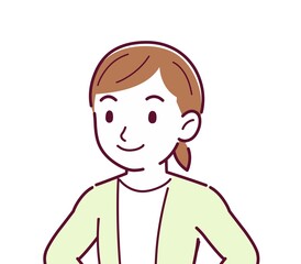 Woman in a yellow-green cardigan