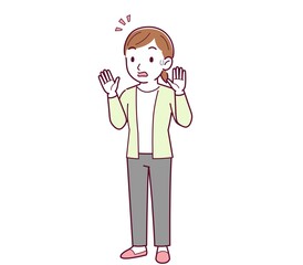 Woman in a yellow-green cardigan