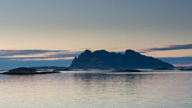 Midnight view of the Landgode island in Norway by summer.