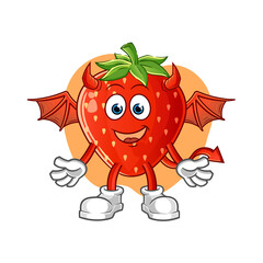 strawberry demon with wings character. cartoon mascot vector