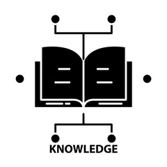 knowledge icon, black vector sign with editable strokes, concept illustration