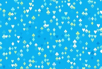 Fototapeta na wymiar Light Blue, Yellow vector template with poker symbols.
