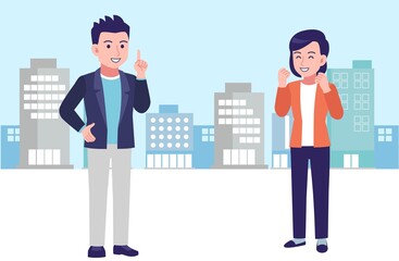 Young and healthy men and women at city