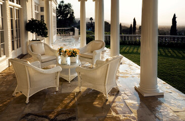 Veranda with morning sunlight