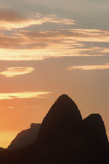 Vertical landscape of mountains skyline at sunset, at Rio de Janeiro, Brazil - 397939101