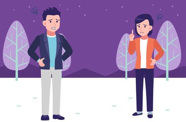 Obraz premium Young couple under the winter night sky