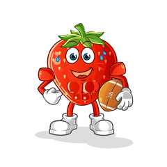 strawberry playing rugby character. cartoon mascot vector