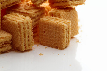 Wafer biscuit on white background