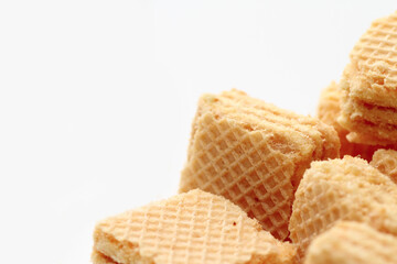 Wafer biscuit on white background