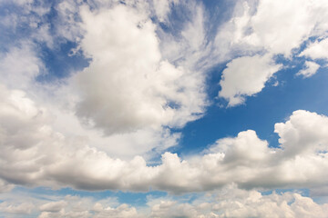 Naklejka na ściany i meble Blue sky White clouds,photo of blue sky and white clouds or cloudscape,Nature background and nature design background concept