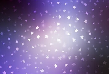 Light Purple vector template with ice snowflakes, stars.