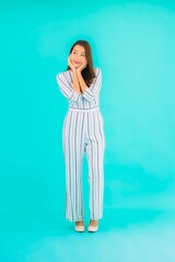 Portrait beautiful young asian woman smile in action