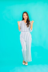 Portrait beautiful young asian woman smile in action