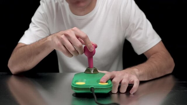 Young man playing video game
