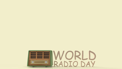 The retro radio for world radio day content 3d rendering.