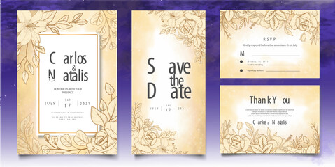 Beautiful wedding invitation with floral elements background