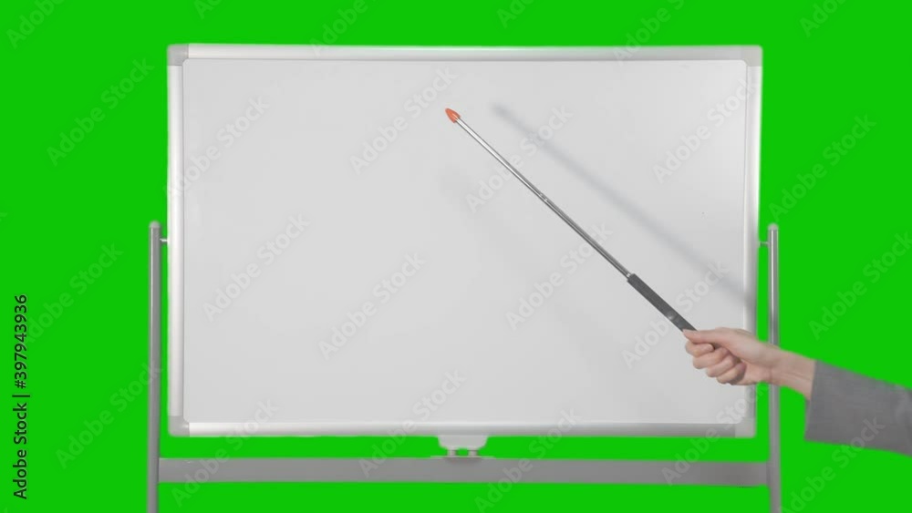Aufkleber ホワイトボードで説明する男性の手　クロマキー合成用グリーンバック