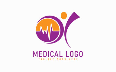 Modern Medical Line in the Circle Combine with Abstract People Shape. Modern Logo Design Usable For Business, Medical, Foundation, Services Company Branding. Flat Vector Logo Design Illustration.