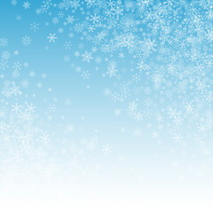Silver Snowfall Vector Blue Background. Xmas 