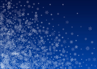 Silver Snowflake Vector Blue Background. 