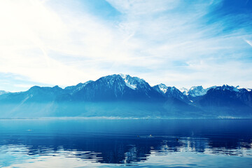 Paysage Suisse montages enneigées