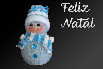 Feliz Natal com Boneco de Neve em Fundo Preto Degrade