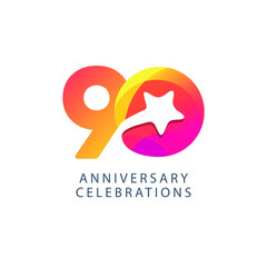 90 years anniversary design template.