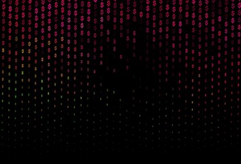 Dark Pink, Green vector texture with financial symbols.