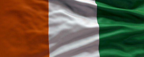 Waving flag of Cote d'Ivoire - Flag of Cote d'Ivoire - 3D flag background