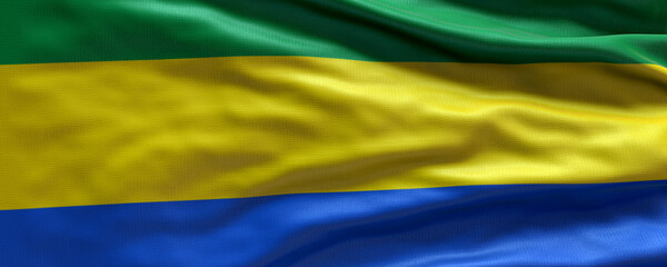 Waving flag of Gabon - Flag of Gabon - 3D flag background