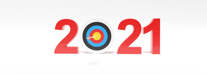 Happy New Year Background. Target 2021. 3D illustration