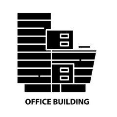 office building icon, black vector sign with editable strokes, concept illustration