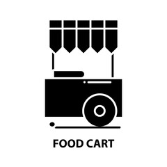 food cart icon, black vector sign with editable strokes, concept illustration