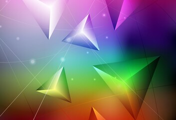 Dark Multicolor vector shining triangular backdrop.