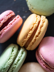 Coloful French cookies close up