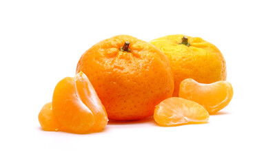 Chinese orange isolated on white background. Seedless oranges, Mandarin oranges.