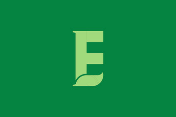 Leaf and E letter logo design template vector
